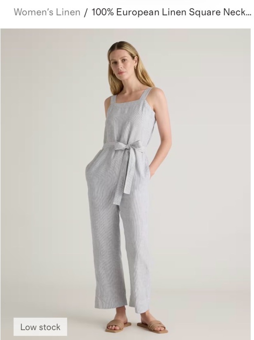 Quince 100% European Linen Square Neck Jumpsuit